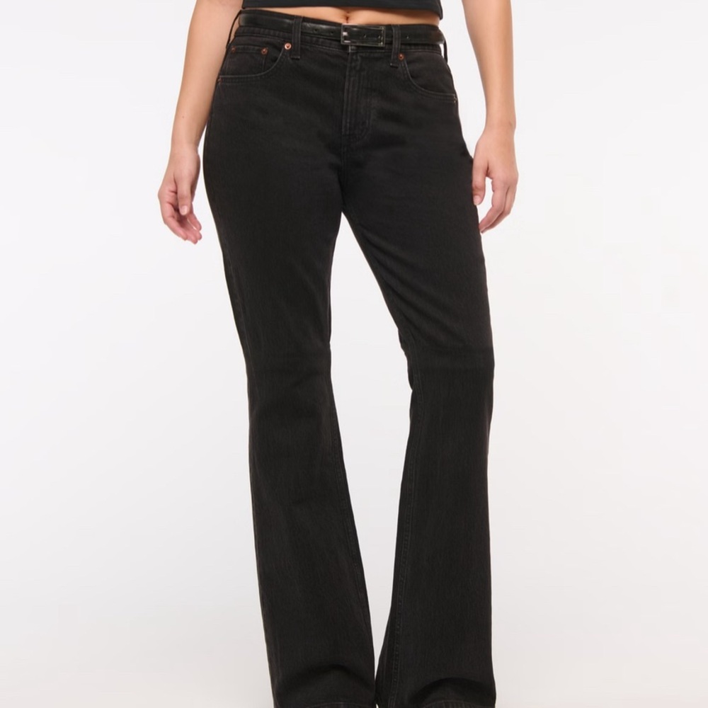 NWT Abercrombie & Fitch Curve Love Mid Rise Black Bootcut Jeans